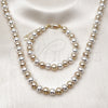 Oro Laminado Necklace and Bracelet, Gold Filled Style Ball and Hollow Design, Polished, Two Tone, 06.253.0006.1