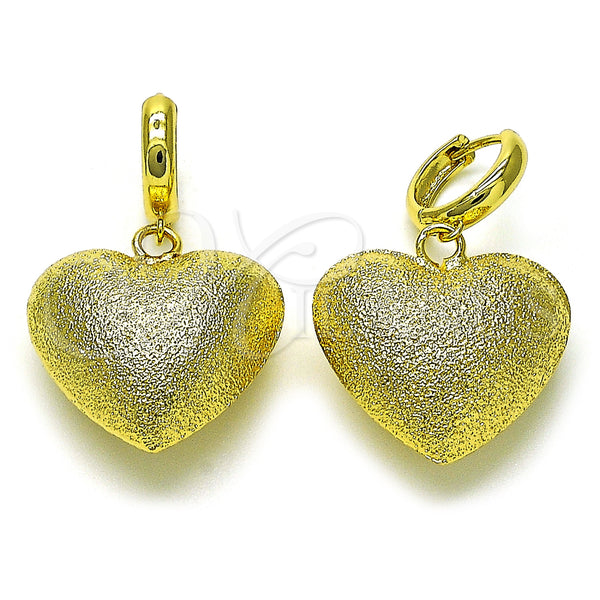 Gold Filled Ring — Dangle Earring Heart and Hollow Design Matte 02. — main product view — SKU 156284 | Oro Laminado anillo — Dangle Earring corazón and Hollow diseño Matte 02. — SKU 156284