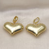Oro Laminado Dangle Earring, Gold Filled Style Heart and Hollow Design, Polished, Golden Finish, 02.341.0214