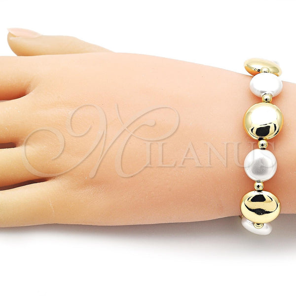 Gold Filled Bracelet — Fancy Bracelet Ball Design with Ivory Pearl Polished — alternate product view — SKU 156294 | Oro Laminado brazalete — elegante Bracelet Ball diseño with Ivory Pearl pulido — SKU 156294