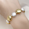 Oro Laminado Fancy Bracelet, Gold Filled Style Ball Design, with Ivory Pearl, Polished, Golden Finish, 03.341.2290.08 (15 MM Thickness, 8 Inches Length)