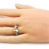 Oro Laminado Multi Stone Ring, Gold Filled Style Butterfly Design, with White Cubic Zirconia, Polished, Two Tone, 01.341.0144 (One size fits all)