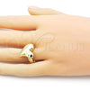 Oro Laminado Elegant Ring, Gold Filled Style Heart Design, Polished, Golden Finish, 01.341.0151 (One size fits all)