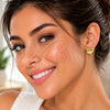 Oro Laminado Stud Earring, Gold Filled Style Heart and Hollow Design, Polished, Golden Finish, 02.213.0694