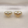 Oro Laminado Stud Earring, Gold Filled Style Heart and Hollow Design, Polished, Golden Finish, 02.213.0694