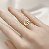 Oro Laminado Elegant Ring, Gold Filled Style Heart and Love Knot Design, Polished, Golden Finish, 01.213.0066 (One size fits all)