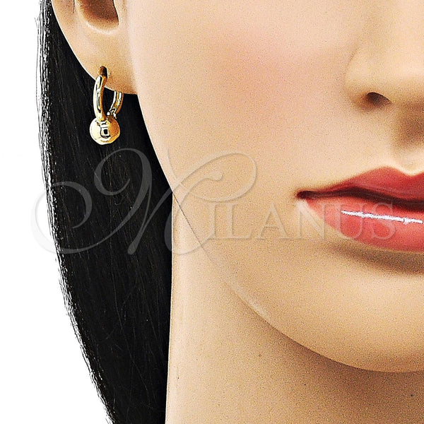 Gold Filled Hoop Earrings — Huggie Hoop Ball Design Polished 02. — alternate product view — SKU 156308 | Oro Laminado aretes de aro — Huggie Hoop Ball diseño pulido 02. — SKU 156308