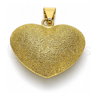 Oro Laminado Fancy Pendant, Gold Filled Style Heart and Hollow Design, Matte Finish, Golden Finish, 05.341.0092