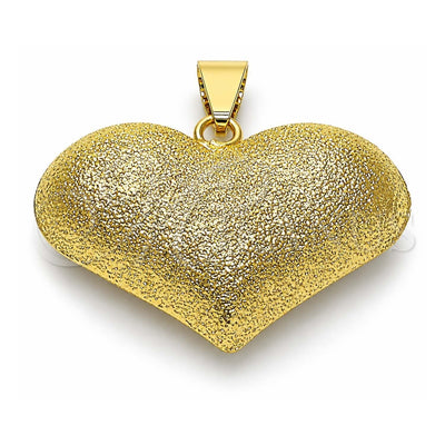 Oro Laminado Fancy Pendant, Gold Filled Style Heart and Hollow Design, Matte Finish, Golden Finish, 05.341.0094