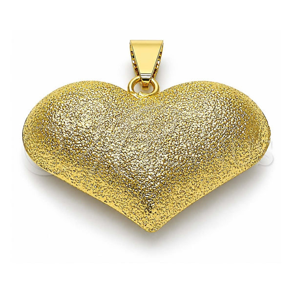 Oro Laminado Fancy Pendant, Gold Filled Style Heart and Hollow Design, Matte Finish, Golden Finish, 05.341.0094