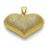 Oro Laminado Fancy Pendant, Gold Filled Style Heart and Hollow Design, Matte Finish, Golden Finish, 05.341.0094