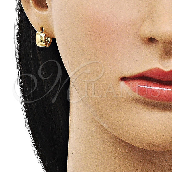 Gold Filled Hoop Earrings — Huggie Hoop Polished 02. — alternate product view — SKU 156319 | Oro Laminado aretes de aro — Huggie Hoop pulido 02. — SKU 156319