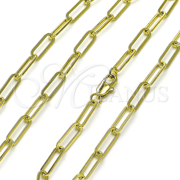 Oro Laminado Fancy Necklace, Gold Filled Style Paperclip Design, Polished, Golden Finish, 04.213.0332.18 (04 MM Thickness, 18 Inches Length)