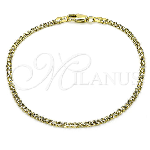 Oro Laminado Basic Bracelet, Gold Filled Style Bismark Design, Diamond Cutting Finish, Golden Finish, 04.213.0066.07 (02 MM Thickness, 7 Inches Length)