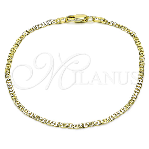 Oro Laminado Basic Bracelet, Gold Filled Style Mariner Design, Diamond Cutting Finish, Golden Finish, 04.213.0028.07 (02 MM Thickness, 7 Inches Length)