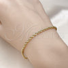 Oro Laminado Basic Bracelet, Gold Filled Style Rope Design, Polished, Golden Finish, 5.222.036.07 (02 MM Thickness, 7 Inches Length)