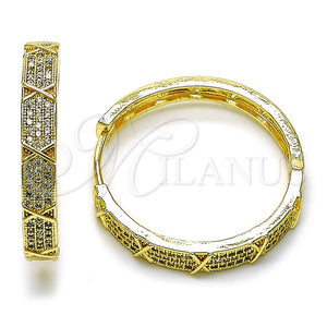 Gold Filled Hoop Earrings — Huggie Hoop with White Micro Pave Polished 02. — main product view — SKU 156332 | Oro Laminado aretes de aro — Huggie Hoop with blanco Micro Pave pulido 02. — SKU 156332