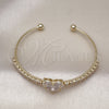 Oro Laminado Individual Bangle, Gold Filled Style Heart and Cluster Design, with White Cubic Zirconia, Polished, Golden Finish, 07.283.0001 (03 MM Thickness, One size fits all)