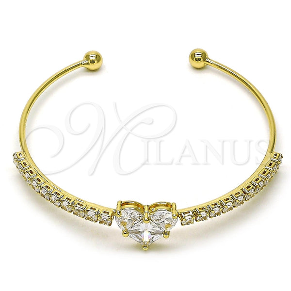 Gold Filled Jewelry — Individual Bangle Heart and Cluster Design with White — main product view — SKU 156334 | Oro Laminado joyería — Individual Bangle corazón and Cluster diseño with blanco — SKU 156334