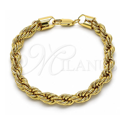 Oro Laminado Basic Bracelet, Gold Filled Style Rope Design, Polished, Golden Finish, 04.213.0334.08 (08 MM Thickness, 8 Inches Length)