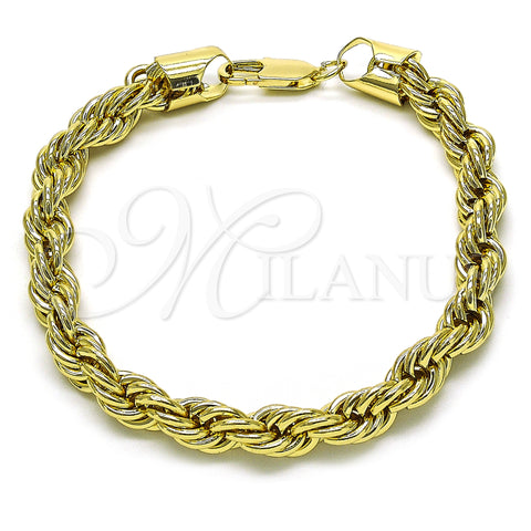 Oro Laminado Basic Bracelet, Gold Filled Style Rope Design, Polished, Golden Finish, 04.213.0334.08 (08 MM Thickness, 8 Inches Length)