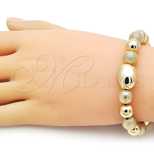 Gold Filled Bracelet — Fancy Bracelet Expandable Bead and Ball Design Matte — alternate product view — SKU 156341 | Oro Laminado brazalete — elegante Bracelet Expandable Bead and Ball diseño Matte — SKU 156341