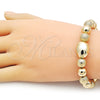 Oro Laminado Fancy Bracelet, Gold Filled Style Expandable Bead and Ball Design, Matte Finish, Golden Finish, 03.213.0281.07 (10 MM Thickness, 7 Inches Length)