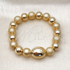 Oro Laminado Fancy Bracelet, Gold Filled Style Expandable Bead and Ball Design, Matte Finish, Golden Finish, 03.213.0281.07 (10 MM Thickness, 7 Inches Length)