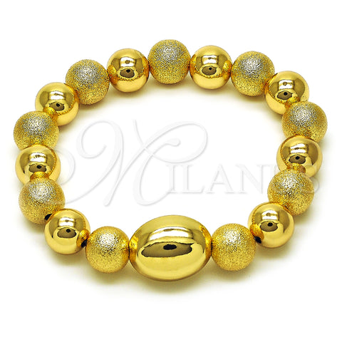 Oro Laminado Fancy Bracelet, Gold Filled Style Expandable Bead and Ball Design, Matte Finish, Golden Finish, 03.213.0281.07 (10 MM Thickness, 7 Inches Length)