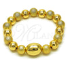 Oro Laminado Fancy Bracelet, Gold Filled Style Expandable Bead and Ball Design, Matte Finish, Golden Finish, 03.213.0281.07 (10 MM Thickness, 7 Inches Length)