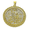Oro Laminado Religious Pendant, Gold Filled Style Guadalupe and San Judas Design, Diamond Cutting Finish, Golden Finish, 05.213.0149