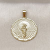 Oro Laminado Religious Pendant, Gold Filled Style San Judas Design, Diamond Cutting Finish, Golden Finish, 05.213.0150