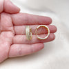 Oro Laminado Huggie Hoop, Gold Filled Style with White Cubic Zirconia, Polished, Golden Finish, 02.210.0848.22