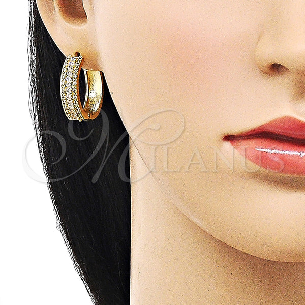Gold Filled Hoop Earrings — Huggie Hoop Cluster Design with White Cubic Zirconia — alternate product view — SKU 156354 | Oro Laminado aretes de aro — Huggie Hoop Cluster diseño with blanco Cubic Zirconia — SKU 156354