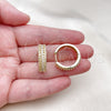 Oro Laminado Huggie Hoop, Gold Filled Style Cluster Design, with White Cubic Zirconia, Polished, Golden Finish, 02.210.0849.23
