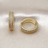 Oro Laminado Huggie Hoop, Gold Filled Style Cluster Design, with White Cubic Zirconia, Polished, Golden Finish, 02.210.0849.23
