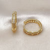 Oro Laminado Huggie Hoop, Gold Filled Style with White Micro Pave, Polished, Golden Finish, 02.210.0850.24