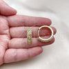 Oro Laminado Huggie Hoop, Gold Filled Style with White Cubic Zirconia and White Micro Pave, Polished, Golden Finish, 02.210.0852.23