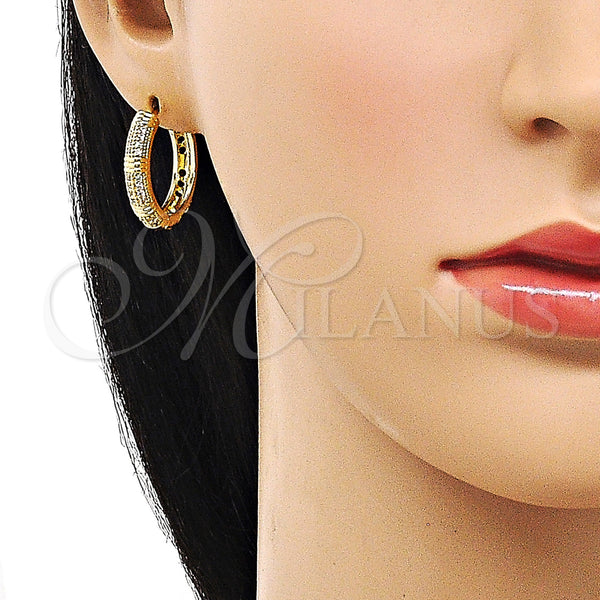 Gold Filled Hoop Earrings — Huggie Hoop with White Micro Pave Polished 02. — alternate product view — SKU 156358 | Oro Laminado aretes de aro — Huggie Hoop with blanco Micro Pave pulido 02. — SKU 156358
