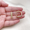 Oro Laminado Huggie Hoop, Gold Filled Style with White Micro Pave, Polished, Golden Finish, 02.210.0853.23