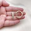 Oro Laminado Huggie Hoop, Gold Filled Style with White Cubic Zirconia and White Micro Pave, Polished, Golden Finish, 02.210.0854.25