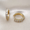 Oro Laminado Huggie Hoop, Gold Filled Style with White Cubic Zirconia and White Micro Pave, Polished, Golden Finish, 02.210.0854.25