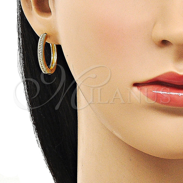 Gold Filled Hoop Earrings — Huggie Hoop with White Micro Pave Polished 02. — alternate product view — SKU 156360 | Oro Laminado aretes de aro — Huggie Hoop with blanco Micro Pave pulido 02. — SKU 156360