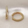 Oro Laminado Huggie Hoop, Gold Filled Style with White Cubic Zirconia, Polished, Golden Finish, 02.210.0857.23
