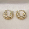Oro Laminado Small Hoop, Gold Filled Style Hollow and Filigree Design, Polished, Golden Finish, 02.163.0262.25