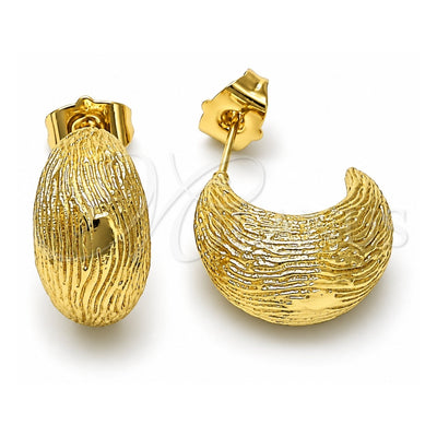 Oro Laminado Stud Earring, Gold Filled Style Diamond Cutting Finish, Golden Finish, 02.260.0024