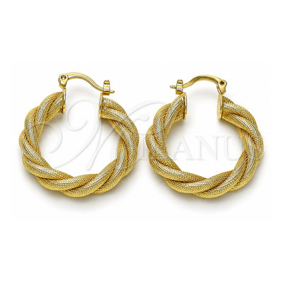 Oro Laminado Medium Hoop, Gold Filled Style Twist Design, Matte Finish, Golden Finish, 02.260.0028.30