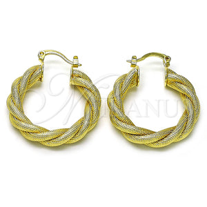 Gold Filled Hoop Earrings — Medium Hoop Twist Design Matte 02. — main product view — SKU 156372 | Oro Laminado aretes de aro — Medium Hoop Twist diseño Matte 02. — SKU 156372