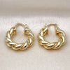 Oro Laminado Medium Hoop, Gold Filled Style Twist Design, Polished, Golden Finish, 02.260.0029.30