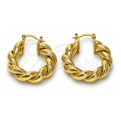Oro Laminado Medium Hoop, Gold Filled Style Twist Design, Polished, Golden Finish, 02.260.0029.30